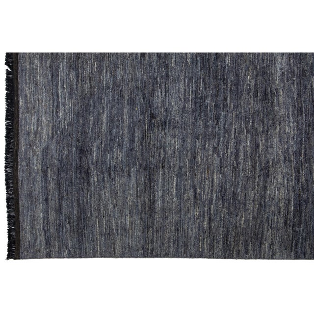 Handmade Contemporary Solid Gabbeh Style Wool Rug in Gray-Charcoal Color For Sale In New York - Image 6 of 9