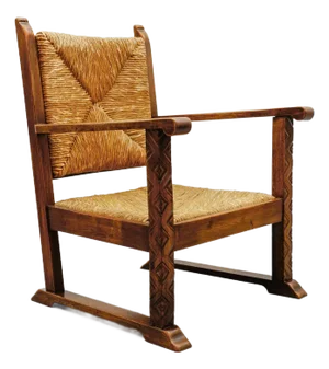 Art Deco French Wicker Armchair in the style of Francis Jourdain, 1940s