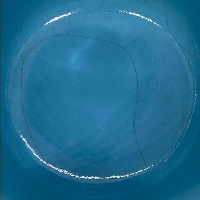 Mid 20th Century HandPainted French Blue Ceramic Planter Flower Pots - Set of 3 For Sale - Image 11 of 13