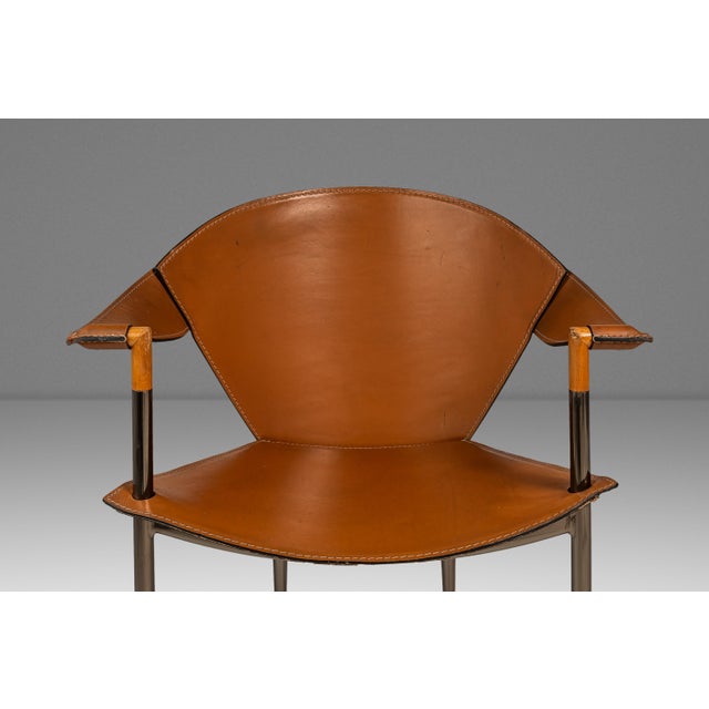 Talian Postmodern Modernist "Jocauro" Armchair by Arrben in Original Patinaed Leather, Italy, C. 1990s For Sale In Orlando - Image 6 of 18