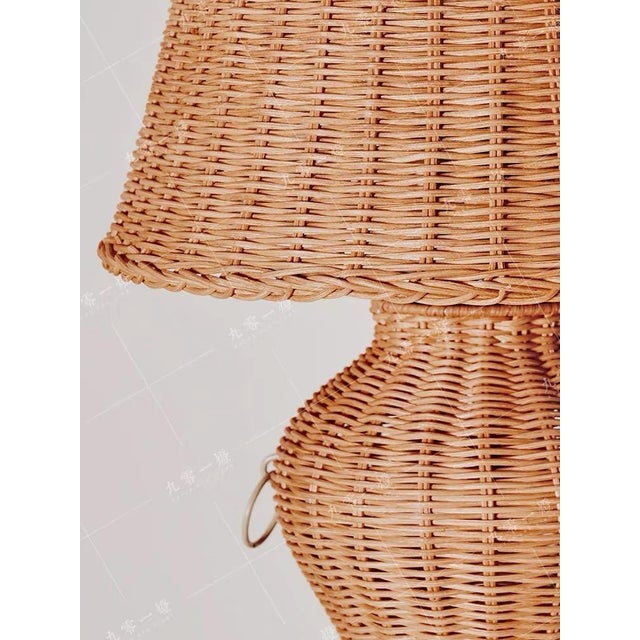2020s Rattan Retro Hand-Woven Table Lamp For Sale - Image 5 of 5