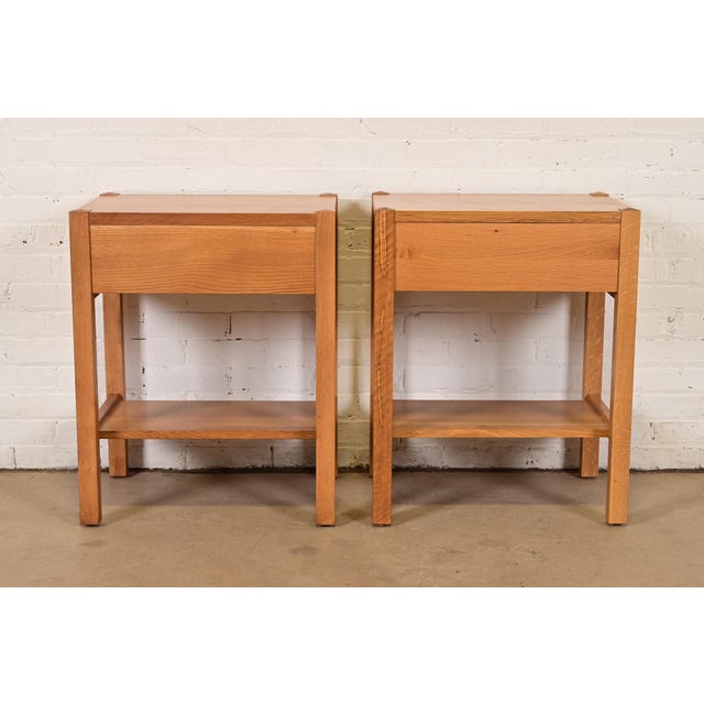 Stickley Mission Oak Arts & Crafts Nightstands or Side Tables, Pair For Sale - Image 14 of 15