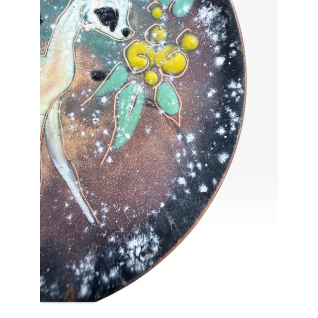 Mid-Century Modern Dutch Mid-Century Enamel on Copper Fawn Dish, Sagitta Workshop Style, Signed Hg, C. 1955–1970 For Sale - Image 3 of 11