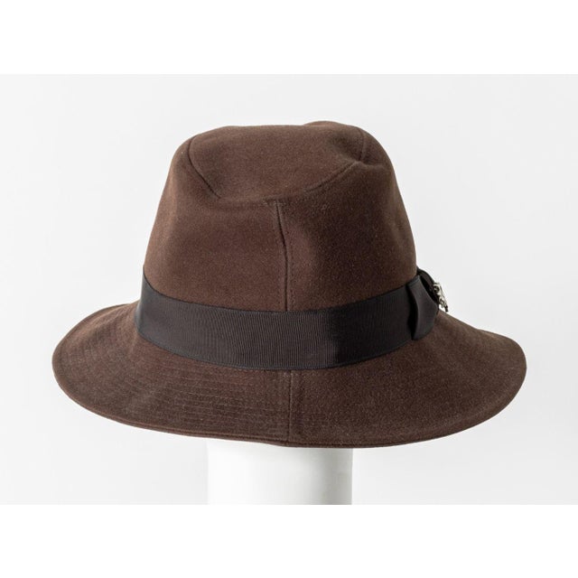 Philip Treacy Brown Cotton Blend Fedora For Sale - Image 4 of 8