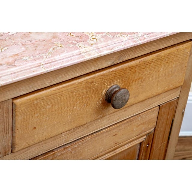 Wood Antique Marble Top Pine Dry Sink For Sale - Image 7 of 8