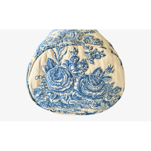 Rococo Mid-20th Century Blue and White Quilted Toile Bolster Pillows - A Pair For Sale - Image 3 of 6