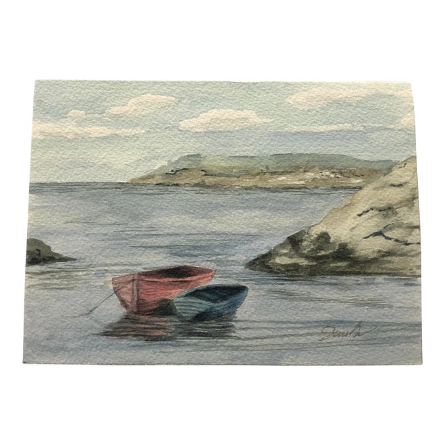 "When Opposites Attract" Contemporary Signed Original Nautical Watercolor Painting by Nancy Smith For Sale