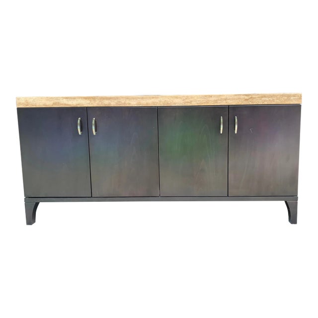 Scandanavian design. Dining buffet. Can be used for as console. Travertine top, which is extremely heavy. Gorgeous...