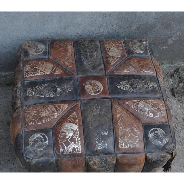 Black Set of Vintage Egyptian Ottomans, 1970s For Sale - Image 8 of 9