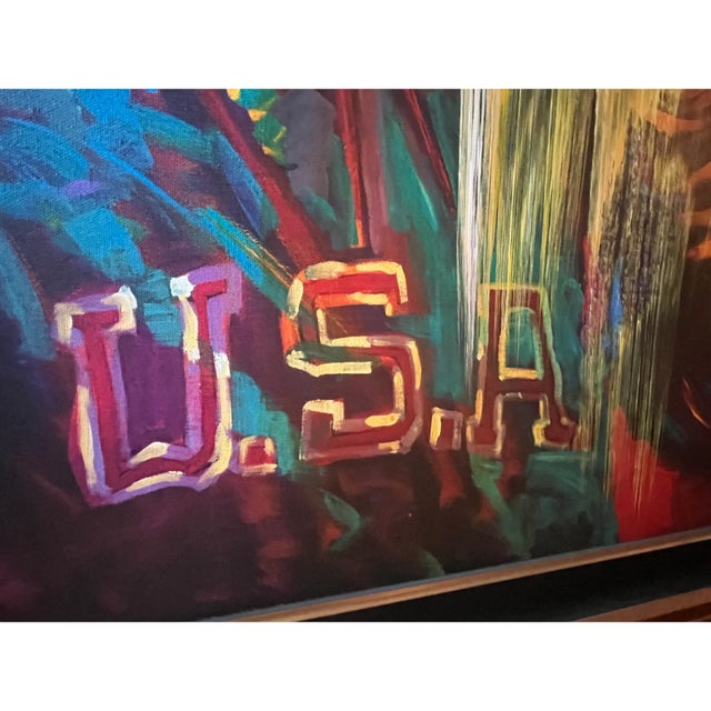 Contemporary Mixed Media Painting on Canvas Muhammad Ali Usa Gold by Simon Bull For Sale - Image 12 of 12