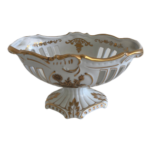 Paris Porcelain Small Urn Basket With Gold Decoration and Old Markings