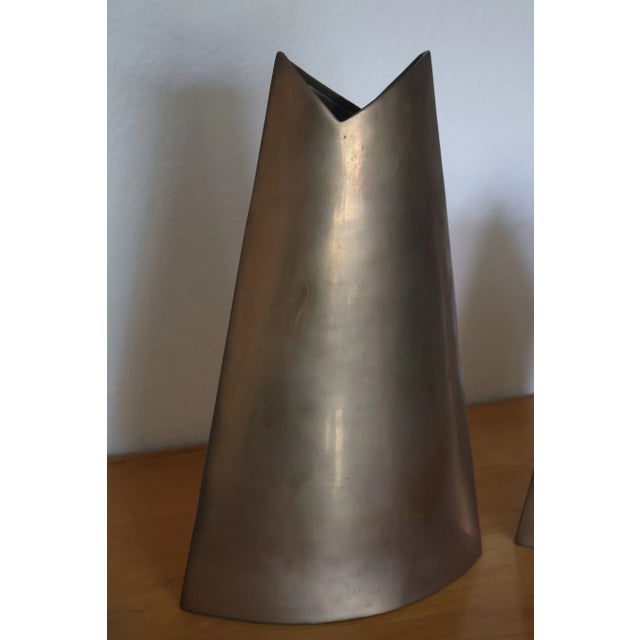 Brass Pair of Brass Vases by James Johnston, 1960s For Sale - Image 8 of 18