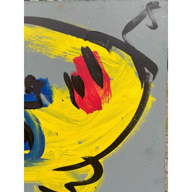 Abstract Large Scale Late 20th Century Peter Keil Abstract Faces Acrylic Painting on Board For Sale - Image 3 of 10