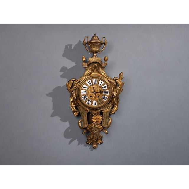 French Louis Xv, Figural Cartel Clock, Dore Bronze, France, 19th Century For Sale - Image 3 of 18