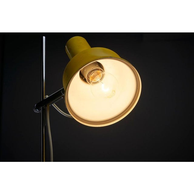 Postmodern Bright Yellow and Chrome Adjustable Hat Floor Lamp, 1970s For Sale - Image 4 of 8