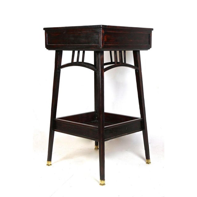 Brown 20th Century Art Nouveau Beechwood Side Table in Mahogany, 1905 For Sale - Image 8 of 14