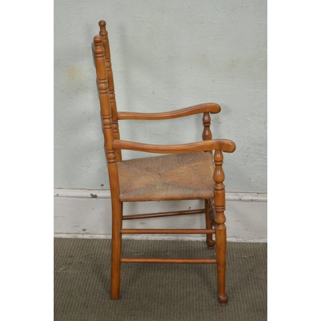 Ethan Allen Nutmeg Set of 6 Rush Seat Ladder Back Maple Dining Chairs