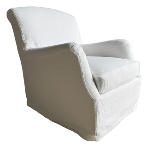 Custom Slip Covered Linen English Arm Chair Made to Order With Down Cushion