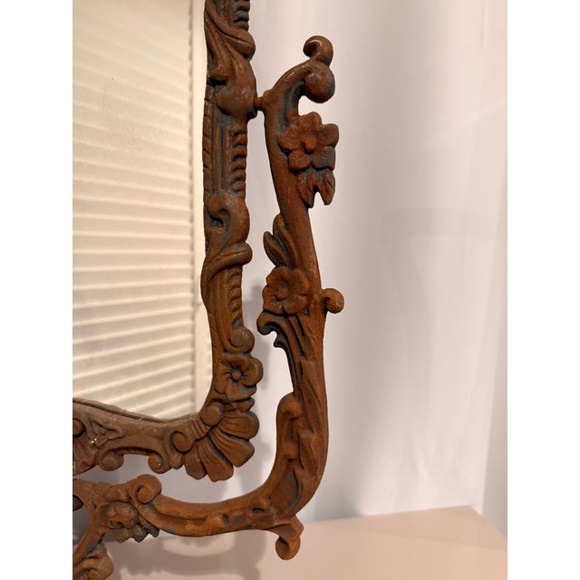 Victorian Large Victorian Antique Cast Iron Vanity Mirror For Sale - Image 3 of 12