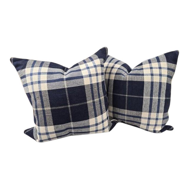 Sale navy plaid pillow Outlet Black Friday - Main Image