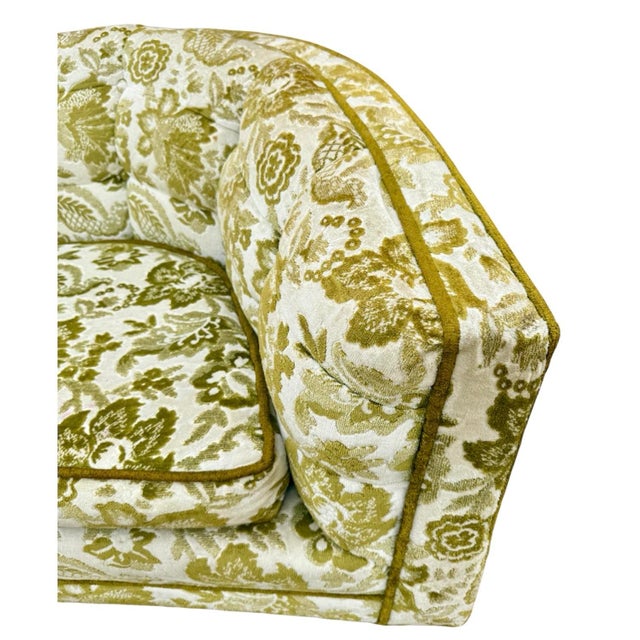1960s Mid Century Floral Tufted Curved 3 Seater Sofa For Sale - Image 9 of 12