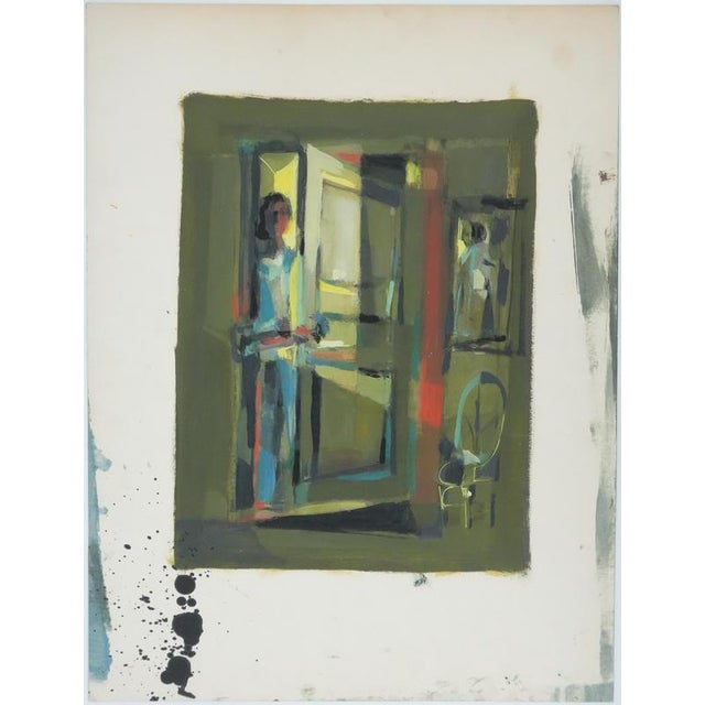 Marcel Mouly The visit Original gouache Signed with the artist's stamp Authenticated by the Mouly Committee on the back On...
