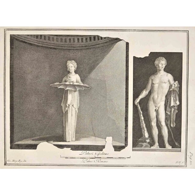 Ancient roman fresco from the series "antiquities of herculaneum", is an etching on paper realized by giovanni morghen in...