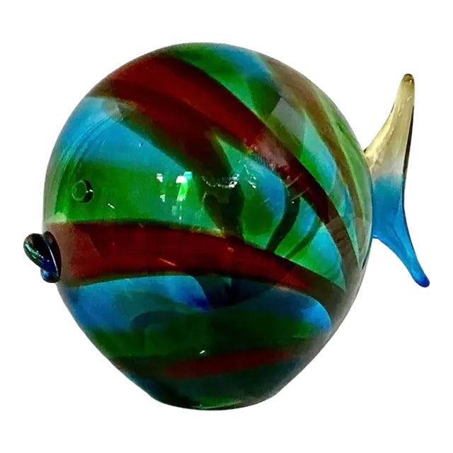 Luigi Mellara Artist Signed Murano Art Glass Vibrant Fish For Sale
