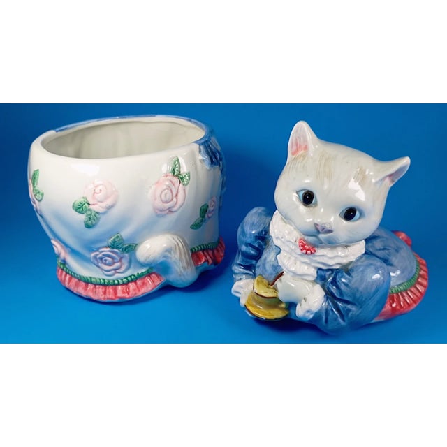 Fitz and Floyd Vintage 1988 Fitz & Floyd, Kittens of Knightsbridge Biscuit Jar For Sale - Image 4 of 9