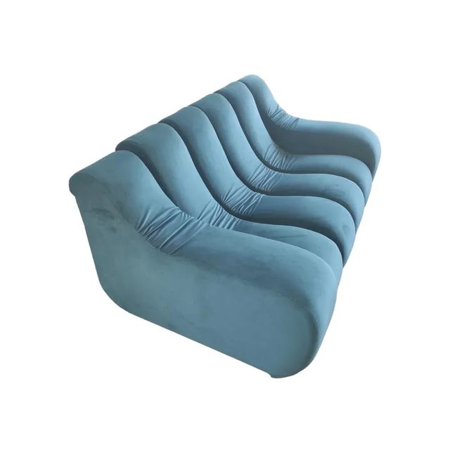 Mid-Century Modern Blue Velvet Modular Sofa from Rosenthal, 1970s, Set of 6 For Sale - Image 3 of 10