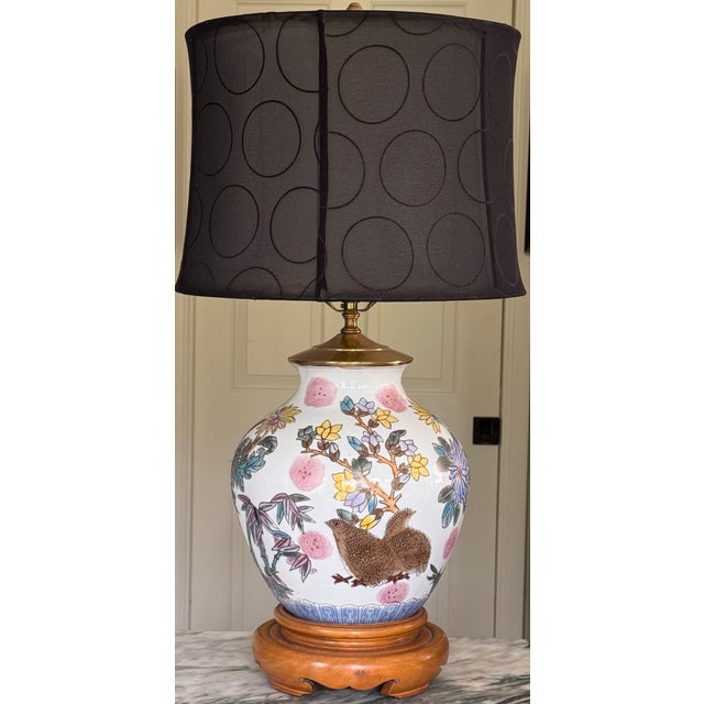 Vintage Chinoiserie Lamp in Botanical & Bird Motifs Attributed to Frederick Cooper For Sale In Seattle - Image 6 of 18
