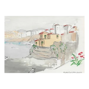 1950s Ivy Attwell Turkish Coast Watercolor