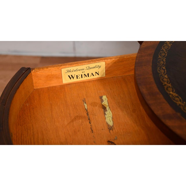 1930s Weiman English Regency Mahogany & Leather Top Center Table For Sale - Image 15 of 17