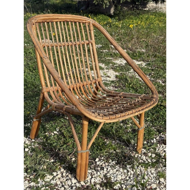 1960s Vintage French Rattan Armchairs, 1960s, Set of 3 For Sale - Image 5 of 12