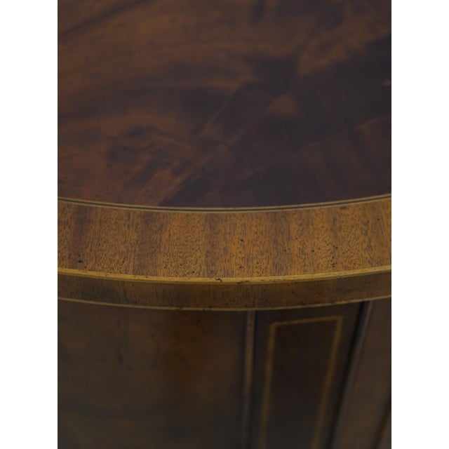 Baker Attributed Demilune 1 Door Mahogany Commode Console Cabinet For Sale - Image 12 of 14