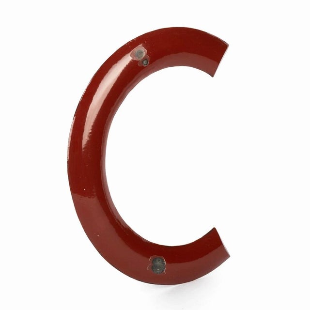 Enameled Letter C in Metal, in Very Good conditions. Designed 1960 to 1969