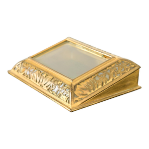 Tiffany Studios New York Grapevine Bronze Doré and Favrile Slag Glass Desk Calendar Holder or Picture Frame