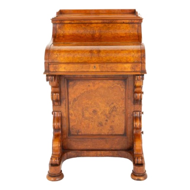 Victorian Davenport Desk in Burr Walnut, 1860s For Sale