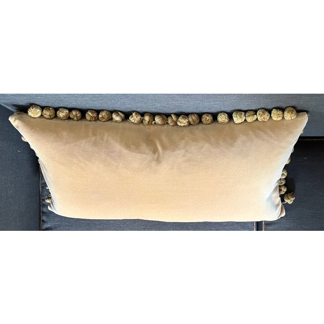 Antique 18th Century French Aubusson Tapestry Pillow With Passementerie Trim and Ball Tassel Fringe For Sale - Image 11 of 16