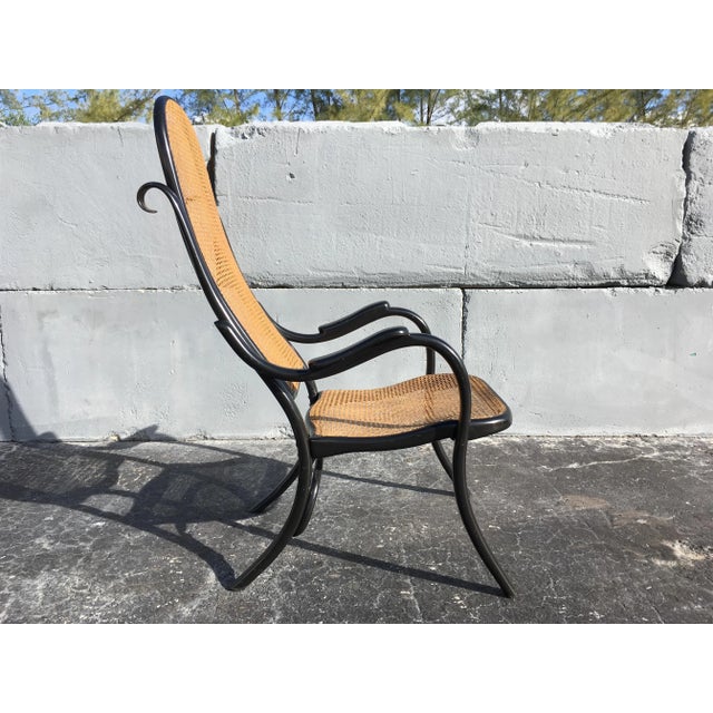 Victorian Late 19th Century Thonet Black Cane High Back Armchair For Sale - Image 3 of 13