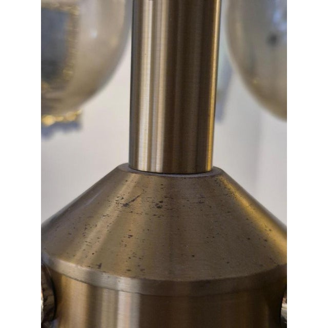 Scandinavian Modern Chandelier in Brass and Grey Glass by Holger Johansson, 1970s For Sale - Image 14 of 17