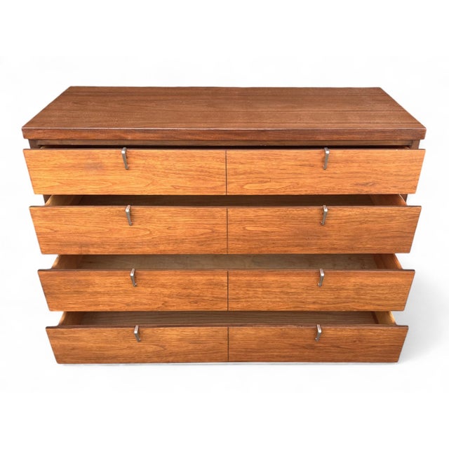 Restored Mid-Century Modern Walnut 4-Drawer Chest With Chrome Pulls For Sale - Image 9 of 16