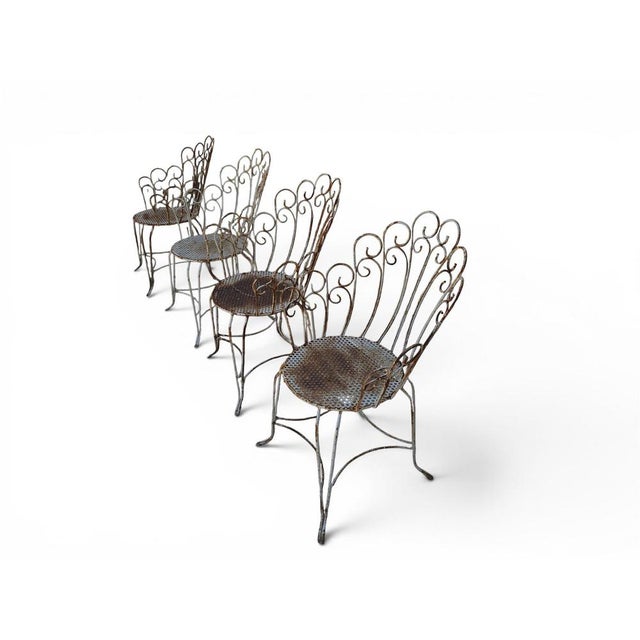 Metal Painted Iron Garden Chairs, 1950s, Set of 4 For Sale - Image 7 of 10