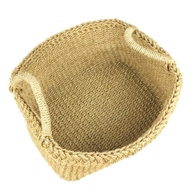 Vintage Sisal Soft Flexible Farmers Basket For Sale - Image 4 of 13
