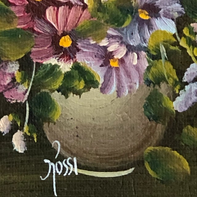 Traditional Late 20th Century Floral Oil-On-Board Still Life, Framed- For Sale - Image 3 of 10