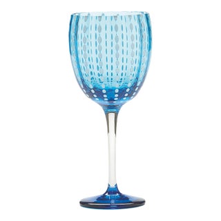 Zafferano Perle Wine Goblet (Set of 2) - Aquamarine For Sale