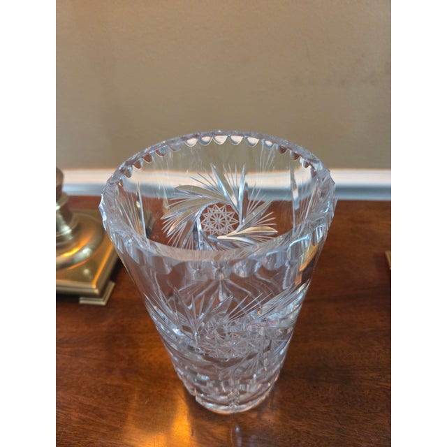 Early 20th Century Vintage Hand Cut Crystal Vase - American Brilliant Cut For Sale - Image 5 of 6
