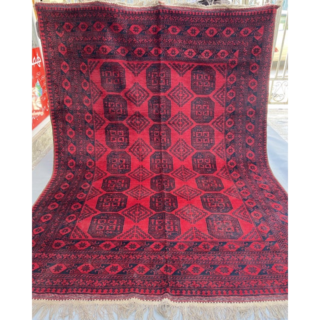 Textile Vintage Afghan Turkmen Ersari Elephant Foot Rug - 9'3" X 7'0" For Sale - Image 7 of 10