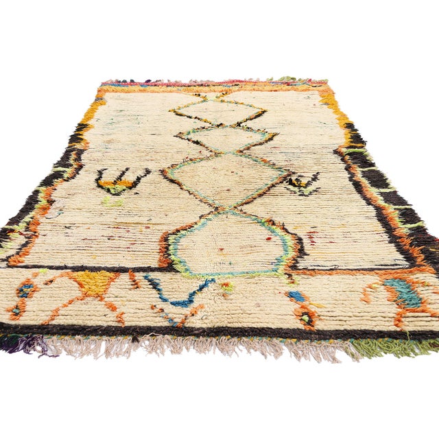Tribal Vintage Azilal Boucherouite Moroccan Rug, 03'11 X 07'10 For Sale - Image 3 of 10