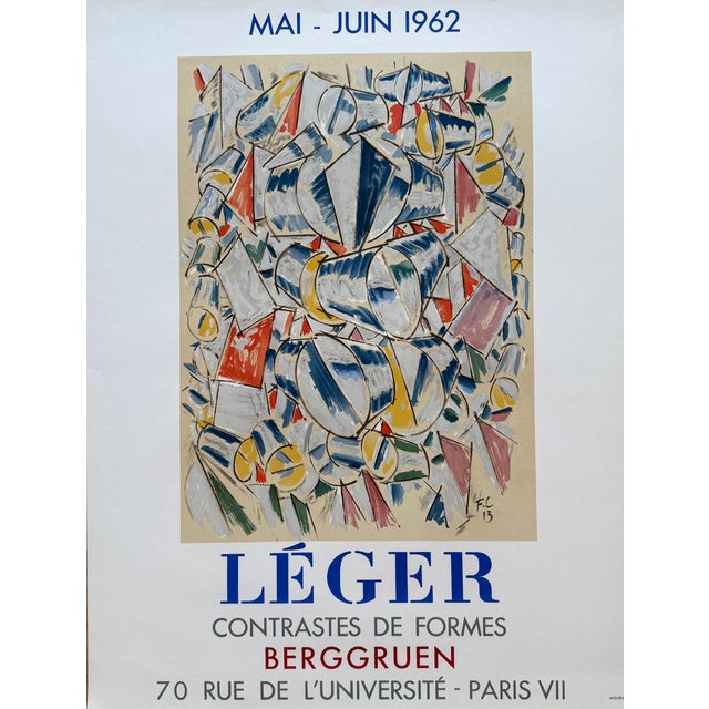 A rare and highly collectible exhibition poster for Fernand Léger’s Contrastes de Formes, published in 1962 by Galerie...